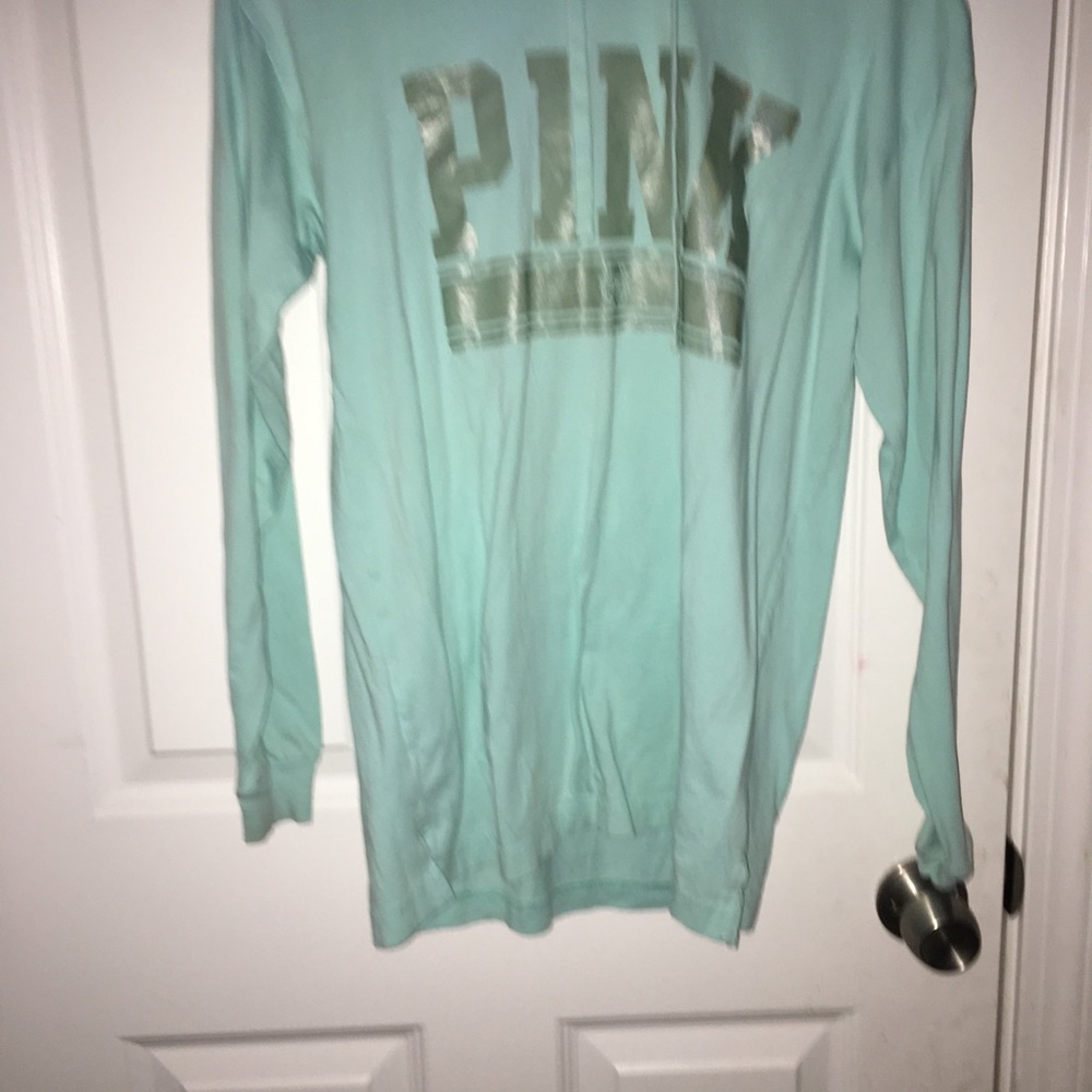 “Pink”  blue hoodie ,long sleeve
